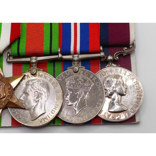 925 - A group of six medals, awarded to 1161601 F Sgt F Bostock RAF, comprising a 1939-1945 Star, an Afric... 