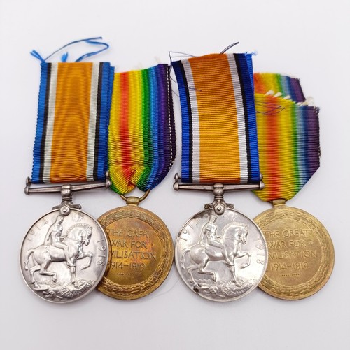 958 - A British War Medal and Victory Medal pair, awarded to 3703 Pte J Reynolds E Kent R, and another pai... 