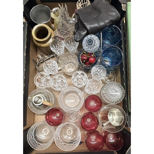 1356 - Assorted glassware, a copper kettle, other items and assorted pictures (4 boxes)