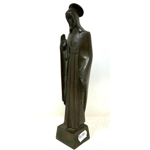 1369 - A bronze figure, of Christ, indistictly signed Zonnwende (?), 33 cm high