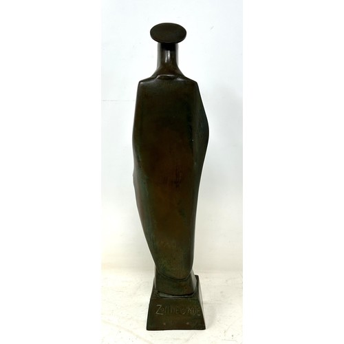 1369 - A bronze figure, of Christ, indistictly signed Zonnwende (?), 33 cm high