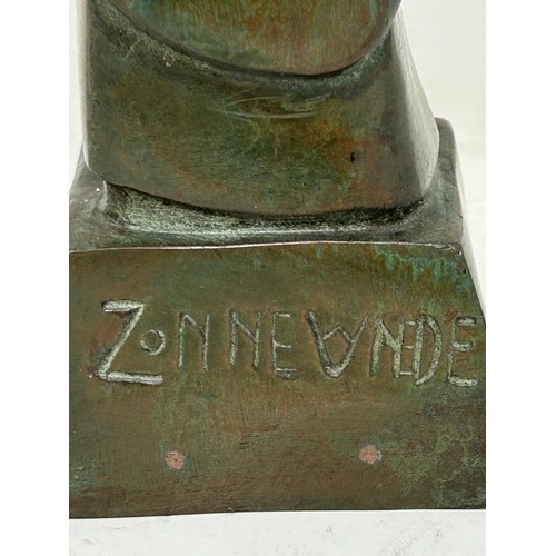 1369 - A bronze figure, of Christ, indistictly signed Zonnwende (?), 33 cm high