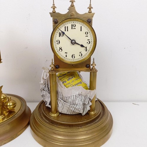 1500 - Three 400 day clocks, under glass domes (3)