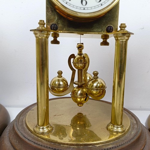 1501 - Three 400 day clocks, under glass domes (3)