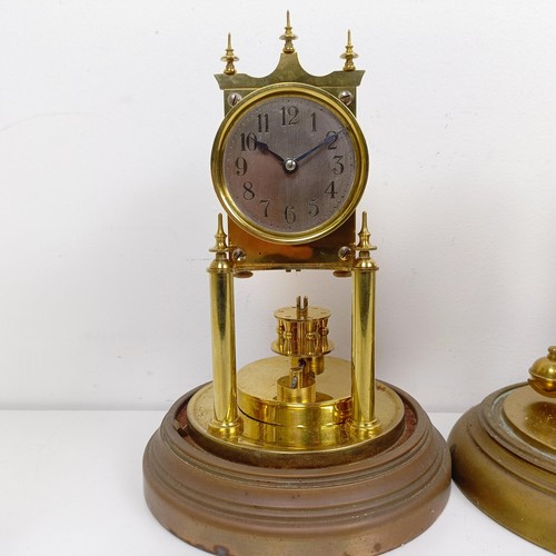 1502 - Three 400 day clocks, under glass domes (3)