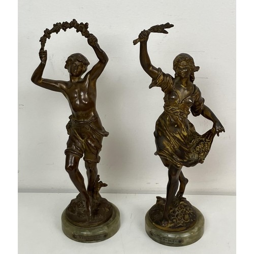 1320 - A pair of spelter figures, and assorted other items (box)