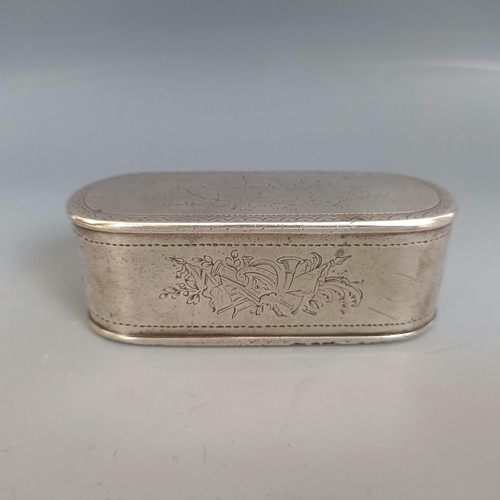 1448 - A 19th century Continental silver coloured metal snuff box, of rounded rectangular form, 121.5 g