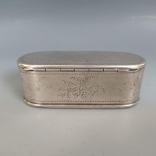 1448 - A 19th century Continental silver coloured metal snuff box, of rounded rectangular form, 121.5 g