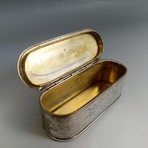 1448 - A 19th century Continental silver coloured metal snuff box, of rounded rectangular form, 121.5 g