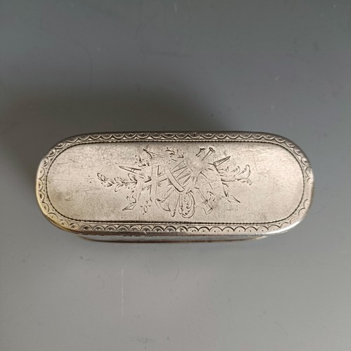 1448 - A 19th century Continental silver coloured metal snuff box, of rounded rectangular form, 121.5 g