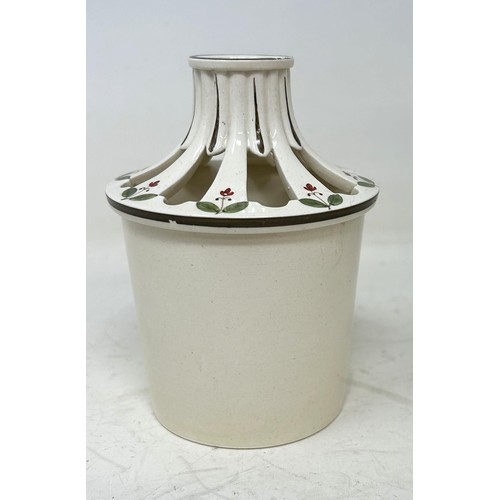 1344 - A Wedgwood creamware pot pourri vase, with twin handles, decorated leaves, 25 cm high