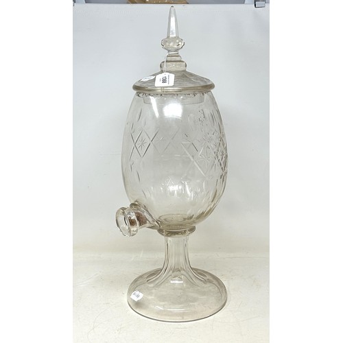 1368 - A chemist glass dispensing urn and cover, 54 cm high