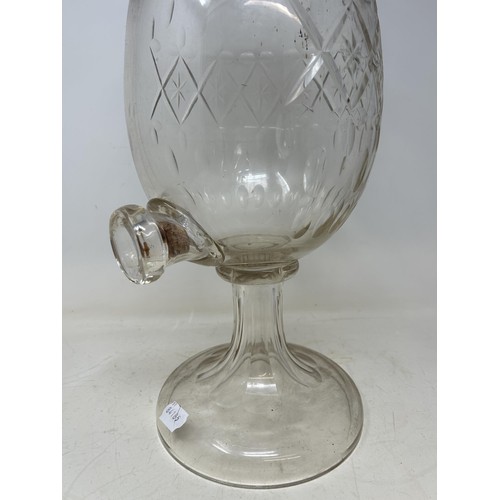 1368 - A chemist glass dispensing urn and cover, 54 cm high