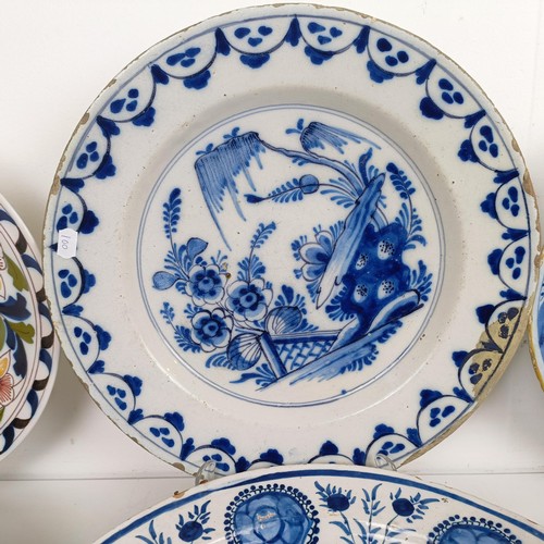 1406 - A Delft blue and white bowl, 31 cm diameter, and assorted other Delft (6)