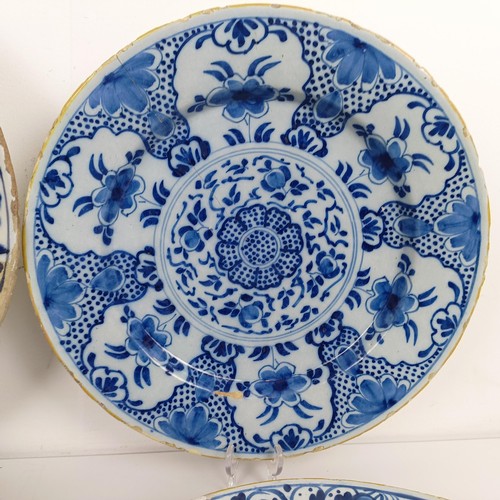 1406 - A Delft blue and white bowl, 31 cm diameter, and assorted other Delft (6)