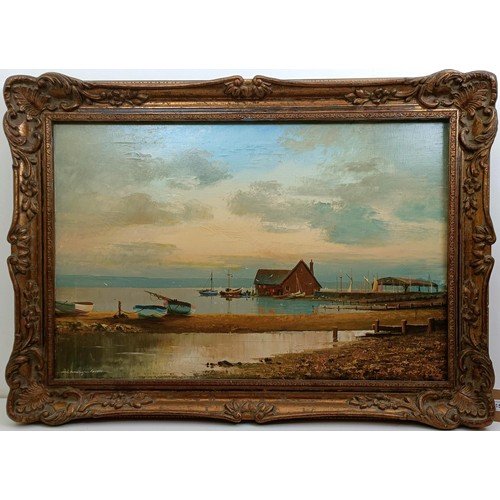 1415 - J Bradley Carlton, coastal landscape oil on board, signed, 75 x 50 cm