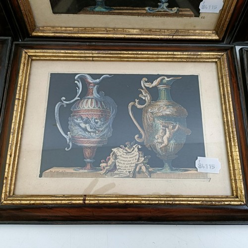 1420 - A set of six 18th century style prints, of jugs, 18 x 28 cm