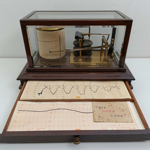 1496 - A barograph, by Reynolds & Bransom Ltd, of Leeds, in a mahogany case, 37 cm wide