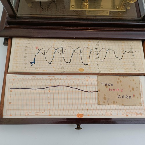 1496 - A barograph, by Reynolds & Bransom Ltd, of Leeds, in a mahogany case, 37 cm wide