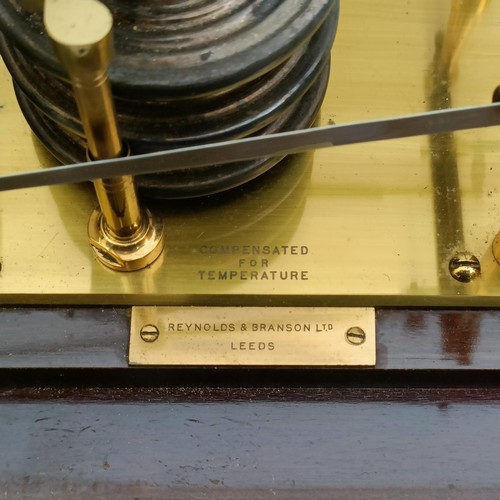 1496 - A barograph, by Reynolds & Bransom Ltd, of Leeds, in a mahogany case, 37 cm wide