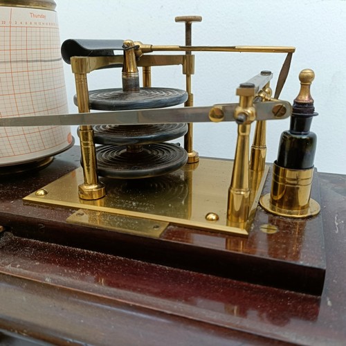 1496 - A barograph, by Reynolds & Bransom Ltd, of Leeds, in a mahogany case, 37 cm wide