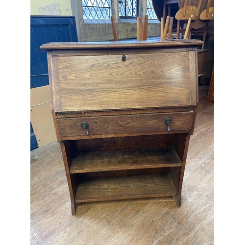 1633 - A yew wood bookcase, 74 cm wide, a teak chest, three chests of drawers, a stool, a mirror, an oak si... 