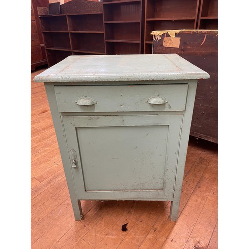 1641 - A painted pine chest, 96 cm wide, a painted cupboard, 60 cm wide, a magazine rack, a filing chest, a... 