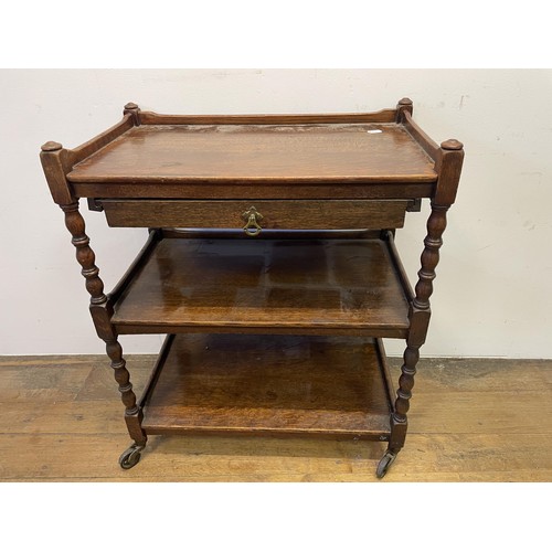 1650 - A mahogany hall chair, a single chair, two occasional tables, a trolley, a Sutherland table, a commo... 