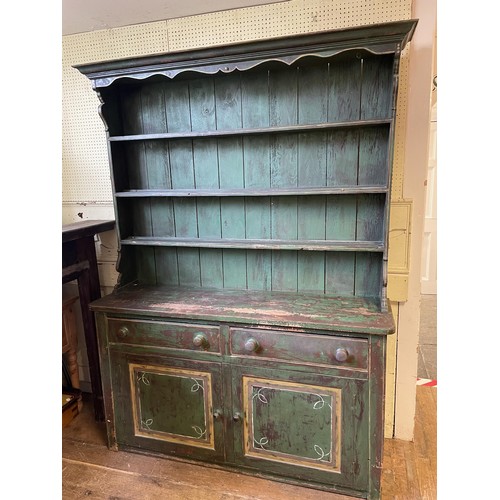 1556 - A painted pine dresser, 254 cm wide