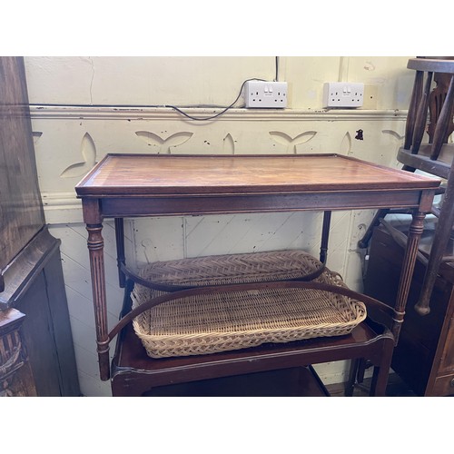 1611 - A folding piano stool, a mahogany trolley, and assorted other items (qty)