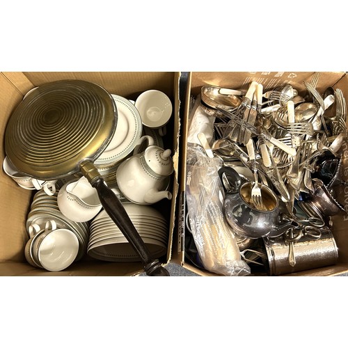 1390 - A silver plated bachelor's tea set, assorted silver plate and flatware, teawares, pictures and other... 