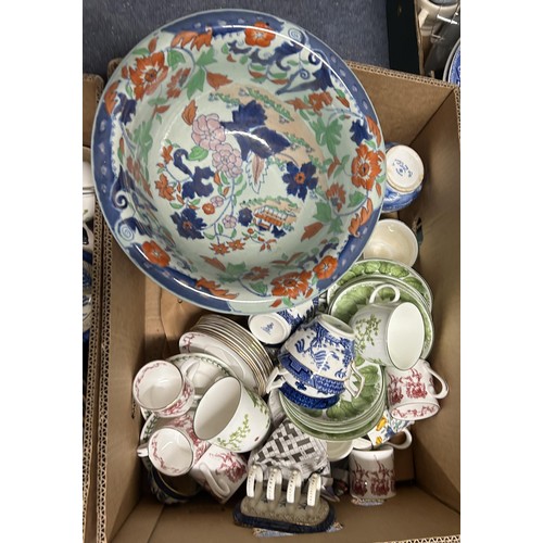 1393 - An Imari pattern bowl, and assorted other ceramics (4 boxes)