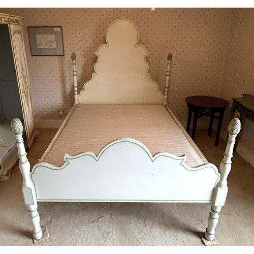 1639 - A double bed frame, with painted decoration