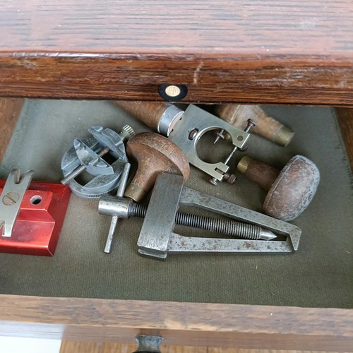 1503 - A group of assorted watchmakers and other tools, in a cabinet, and others loose (box)