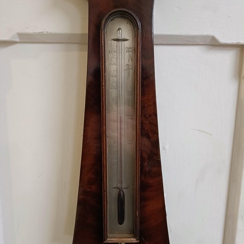 1524 - A Victorian wheel barometer, by J Hughes, London, with silvered dials, in a rosewood case, 114 cm hi... 