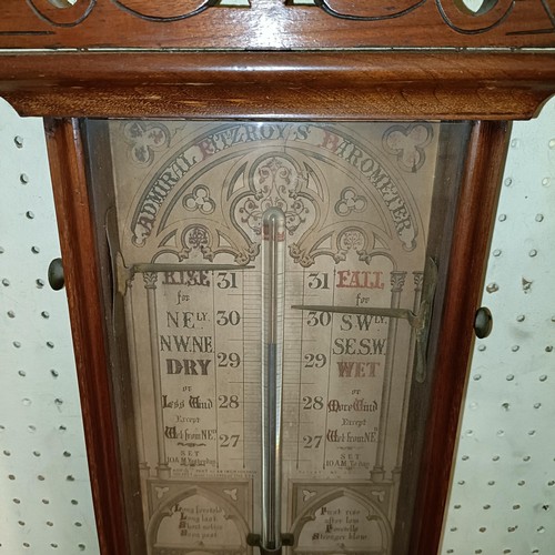 1526 - A Victorian Admiral Fitzroy barometer, in a walnut case, 109 cm high