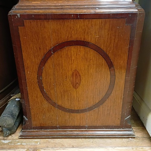 1532 - A longcase clock, the 34.5 cm arched square painted dial with Roman numerals, subsidiary seconds dia... 