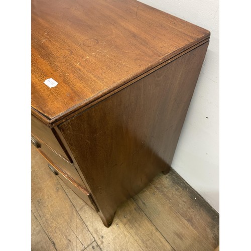 1660 - A mahogany bow front chest, having three drawers, 107 cm wide