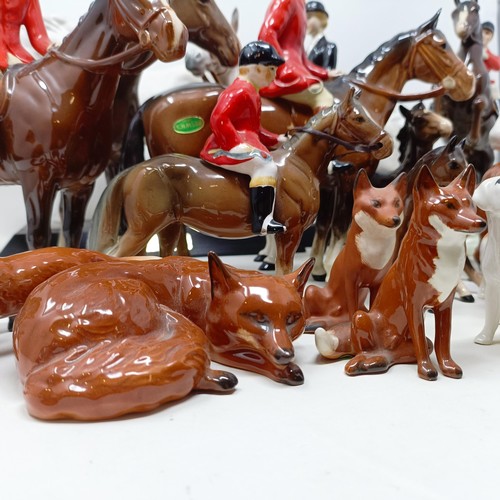 1458 - A Beswick huntsman, another, assorted Beswick horses, Beswick hounds and other Beswick items (qty)