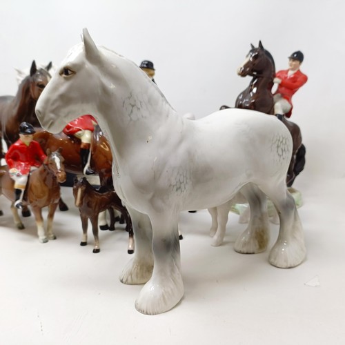 1458 - A Beswick huntsman, another, assorted Beswick horses, Beswick hounds and other Beswick items (qty)