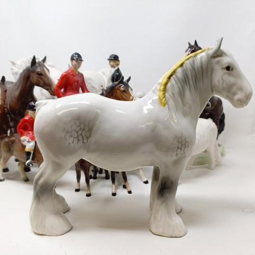 1458 - A Beswick huntsman, another, assorted Beswick horses, Beswick hounds and other Beswick items (qty)