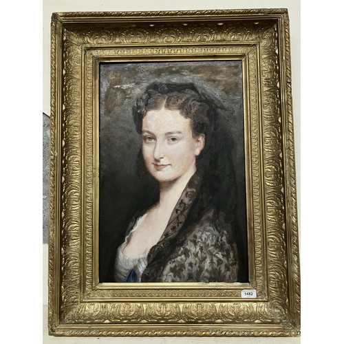 1482 - Portrait of a woman, oil on board, 59 x 40 cm