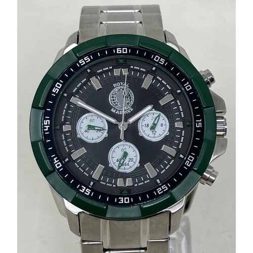 8 - A gentleman's stainless steel Royal Marines Chronograph wristwatch, from The Bradford Exchange, boxe... 