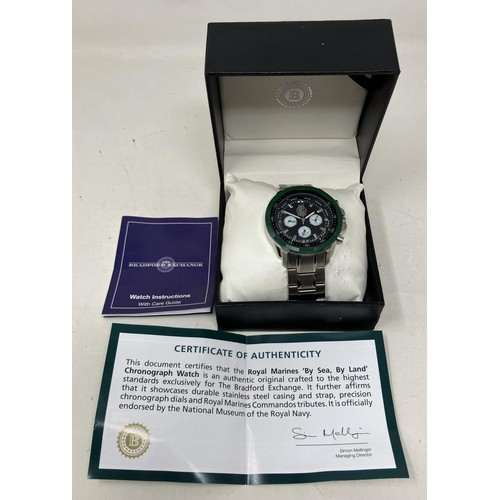 8 - A gentleman's stainless steel Royal Marines Chronograph wristwatch, from The Bradford Exchange, boxe... 