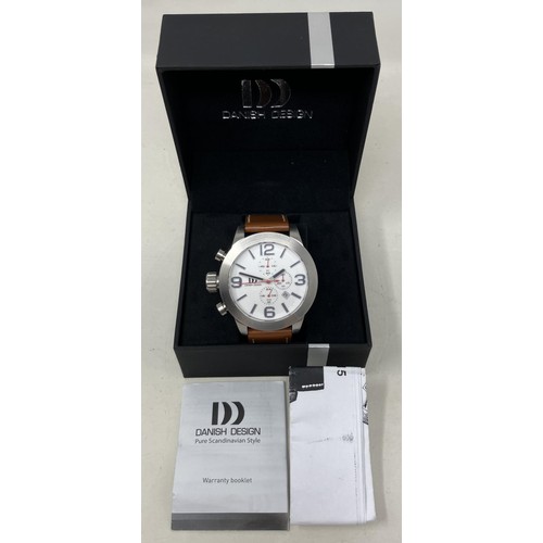 13 - A gentleman's stainless steel Danish Design Chronograph wristwatch, boxed, with warranty booklet and... 