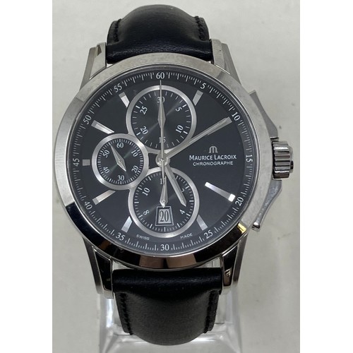 17 - A gentleman's stainless steel Maurice Lacroix Chronographe automatic wristwatch, boxed, with certifi... 