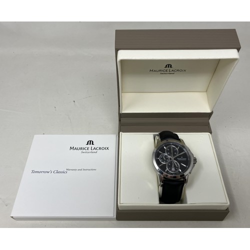 17 - A gentleman's stainless steel Maurice Lacroix Chronographe automatic wristwatch, boxed, with certifi... 