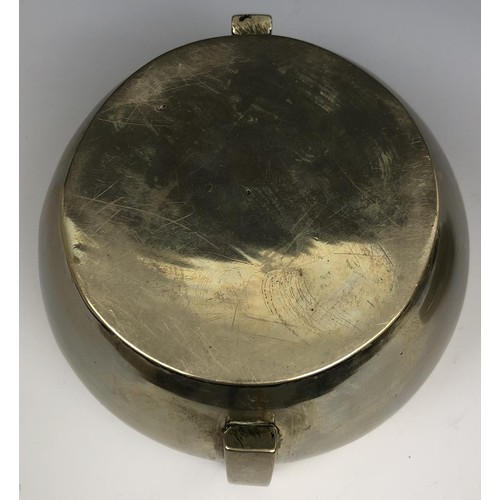 1607 - A Chinese metal censer and cover, with a swing handle, 12.5 cm diameter