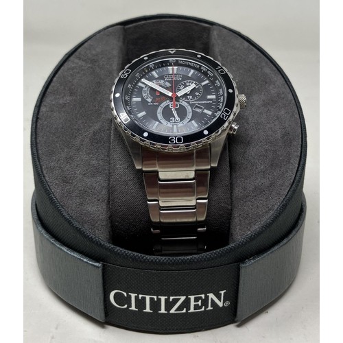 34 - A gentleman's stainless steel Citizen Eco-Drive Chronograph wristwatch, boxed