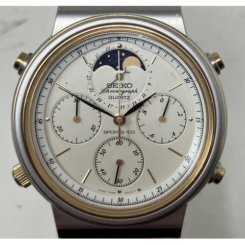 38 - A gentleman's stainless steel Seiko Chronograph Quartz Sports 100 wristwatch, and another gentleman'... 